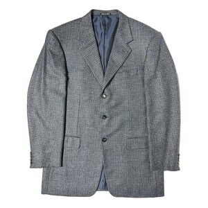 Ermenegildo Zegna Italy Wool Cashmere 3-Button Blazer Gray Check Men 44L (54IT)